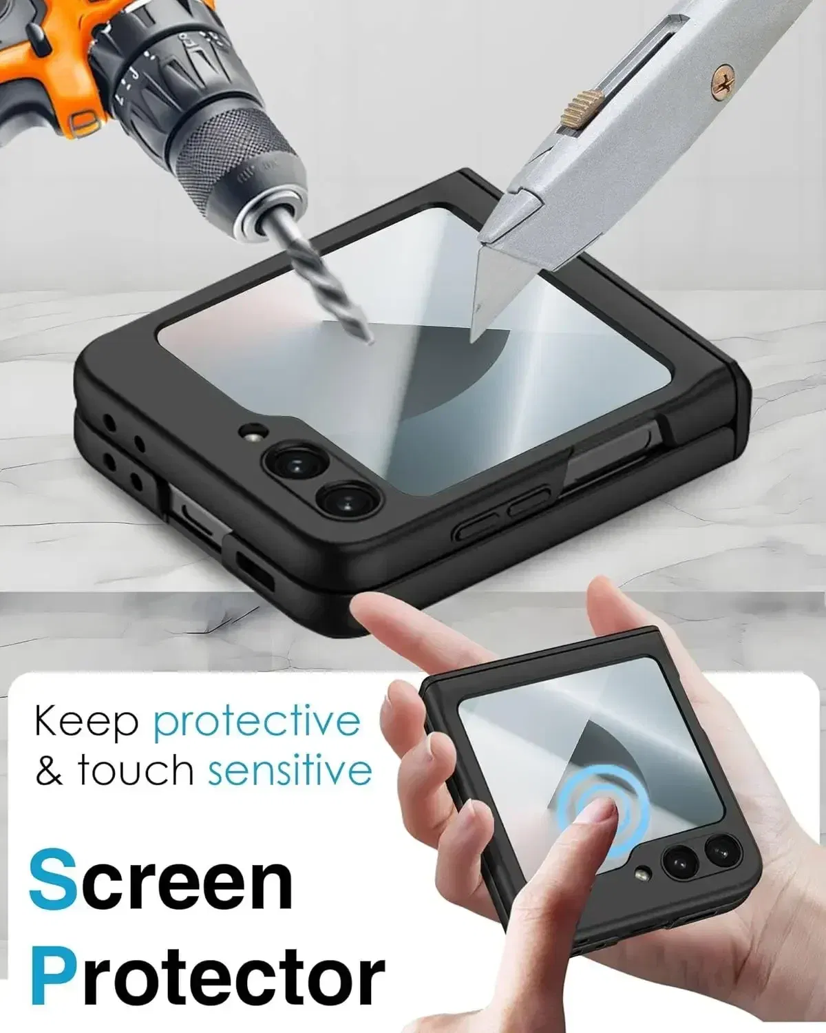 Color: black, Bundle: Case & Screen Protector - For Samsung Galaxy Z Flip 6 Magnetic Phone Case with Stylus Pen Hinge Protection Drop-Proof Protective Shell for Z Flip6 Covers