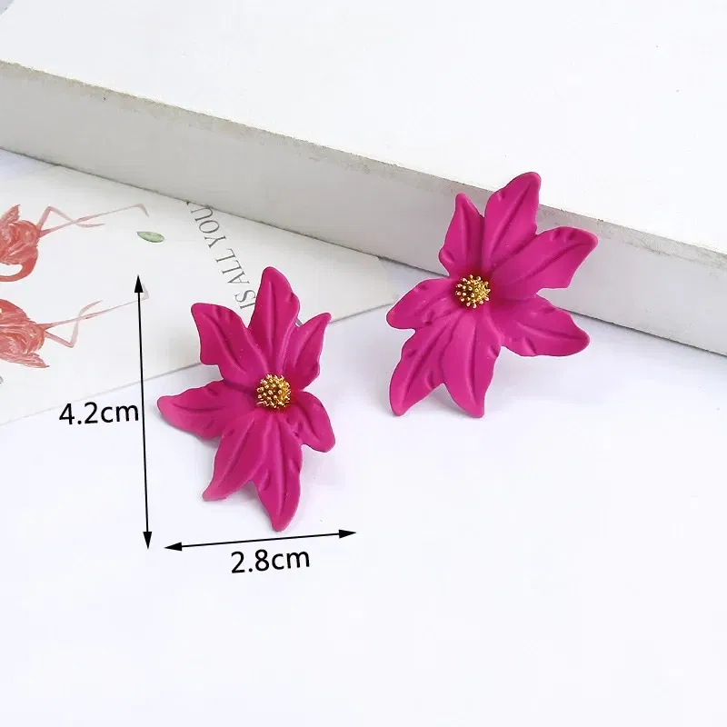 Metal Color: Bronze - 2024 New Rose Red Flower Hanging Earrings for Women Love Heart Blooming Florals Cute Lovely Female Ear Jewelry brincos new