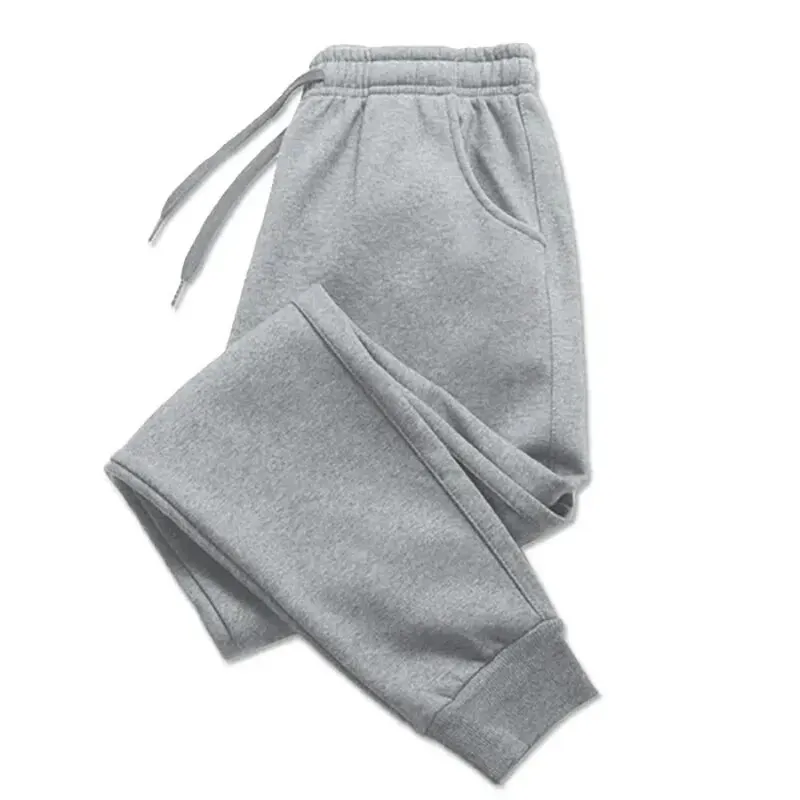Size: XXXL, Color: GRAY - 2024 Barbell Printed Fleece Men's Trousers Autumn Winter Pants Fashion Drawstring Casual Male Sweatpants Jogging Sports Pants