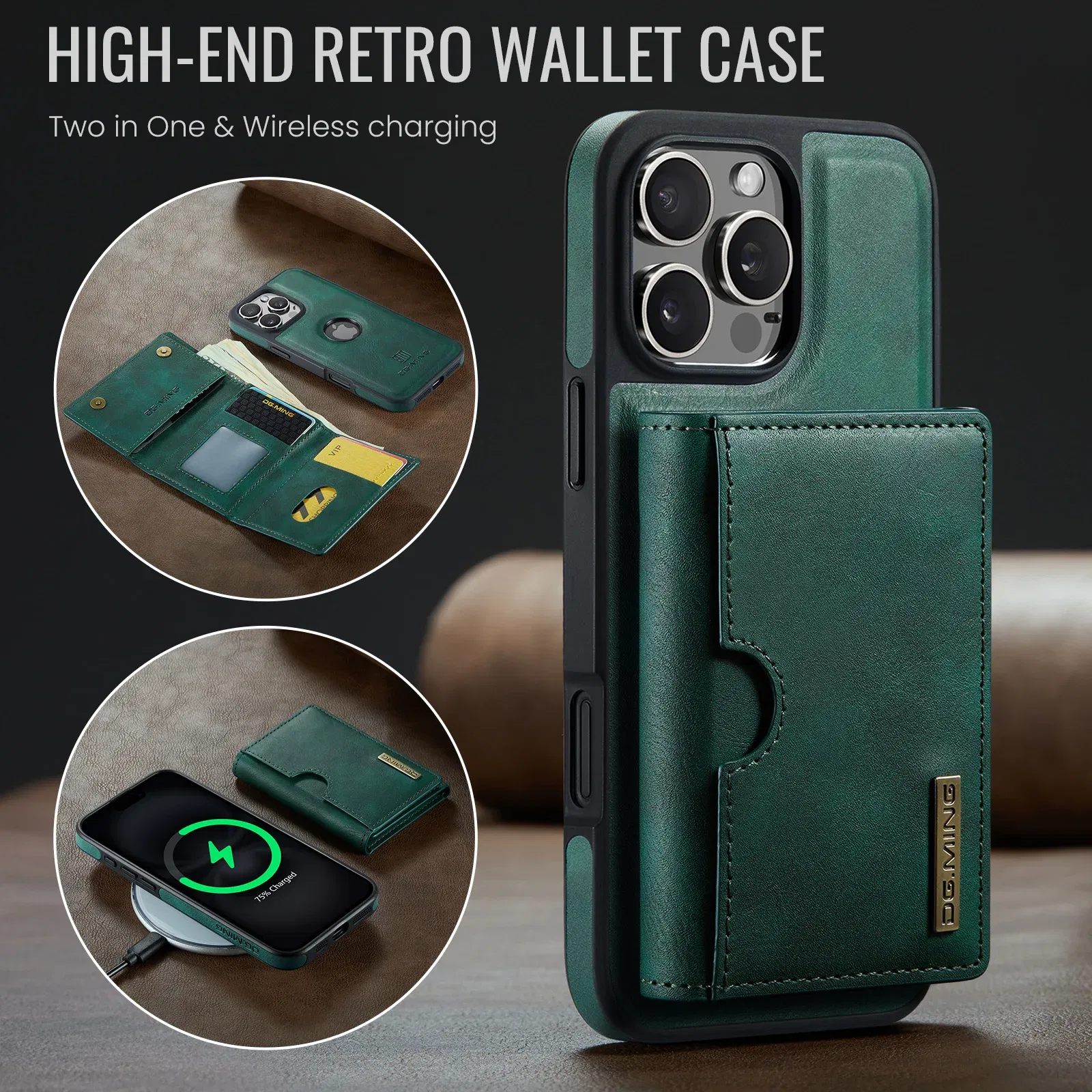 Color: SKY BLUE, Material: PU - Detachable 2 IN 1 Magnetic For Magsafe Leather Case For iPhone 16 Pro Max 15 12 13 11 14 Plus 16e Flip Wallet Card Holder Cover