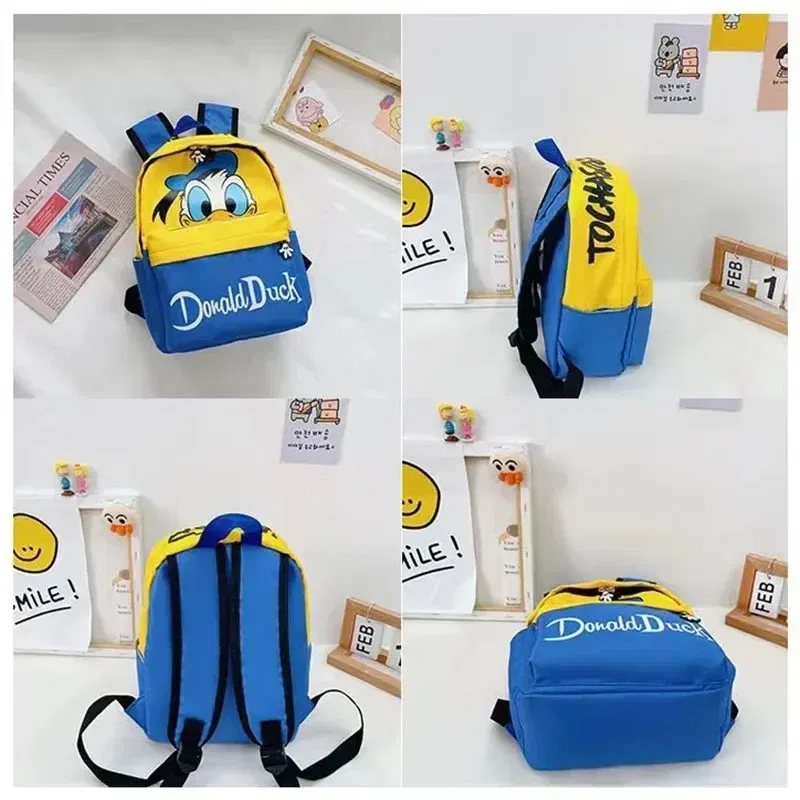Color: Blue - Disney Cartoon Donald Duck Children's Backpack Cute Mickey Mouse Kindergarten Boys Girls Backpacks School Bags Children's Gifts