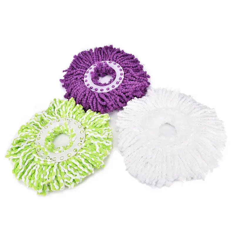 Color: Blue - 360 Magic Rotating Automatic Microfiber Mop Head Replacement Mop Wash Floors Cloth Cleaning Broom Head Mop