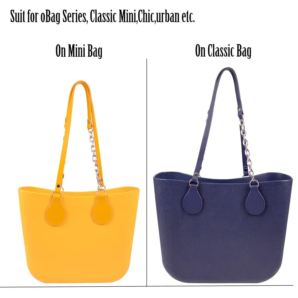 Color: Rose Gold, Ships From: CHINA - Tanqu New Arrival Long Edge Painting Handles Faux Leather Flat PU Belt and Drops with Thicken Shiny Chain for OBag for EVA O Bag