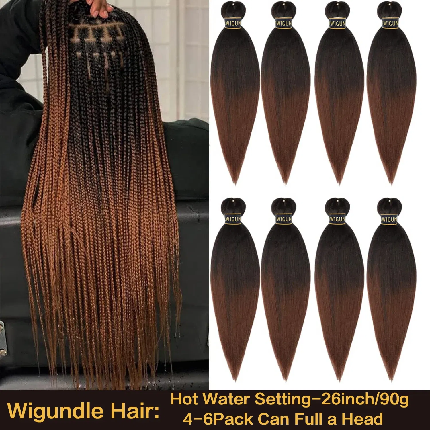 Color: P6/613, Stretched Length: 26inches, Bulk Buy: 3Pcs/Lot - Kanekalon 26inch Hot Water Set Pre Stretched Jumbo Braiding Hair Box Twist Braids Synthetic Hair Extensions For Women Soft Yaki