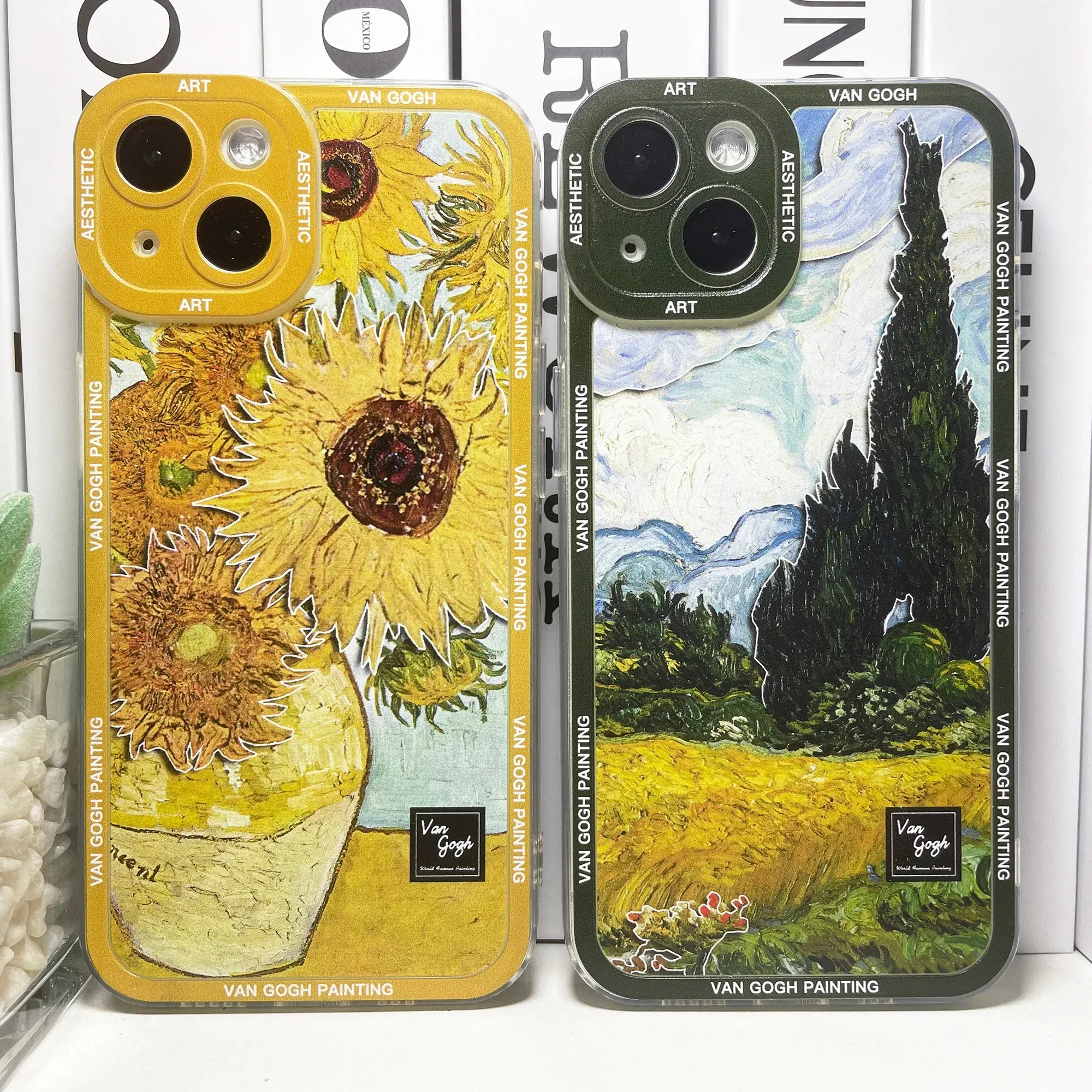 Color: Blue, Material: Pc + tpu - Van Gogh Art Aesthetic Phone Case For iPhone 16 15 14 13 12 11 Pro Max Mini XS X XR SE 8 7 Plus Sunflowers The Starry Night