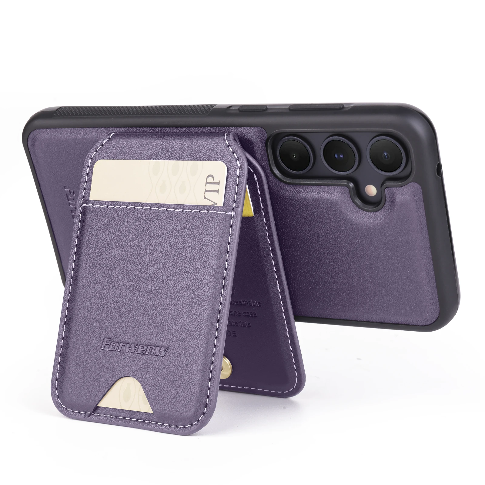 Color: PURPLE, Compatibility by Model: Galaxy S24 Ultra - Leather Case For Samsung Galaxy A16 A36 A56 A55 A35 A15 A25 S25 S24 Ultra S23 S22 Plus + 2 in 1 Detachable Vertical Wallet Cover