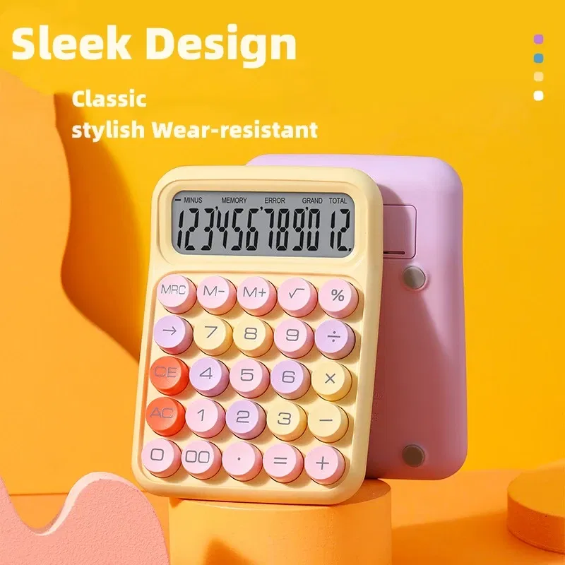 Color: Yellow - Ins Dopamine Candy Color Calculators Large Display Mechanical Dot Keyboard Back To School Supplies Students/Finance Stationery