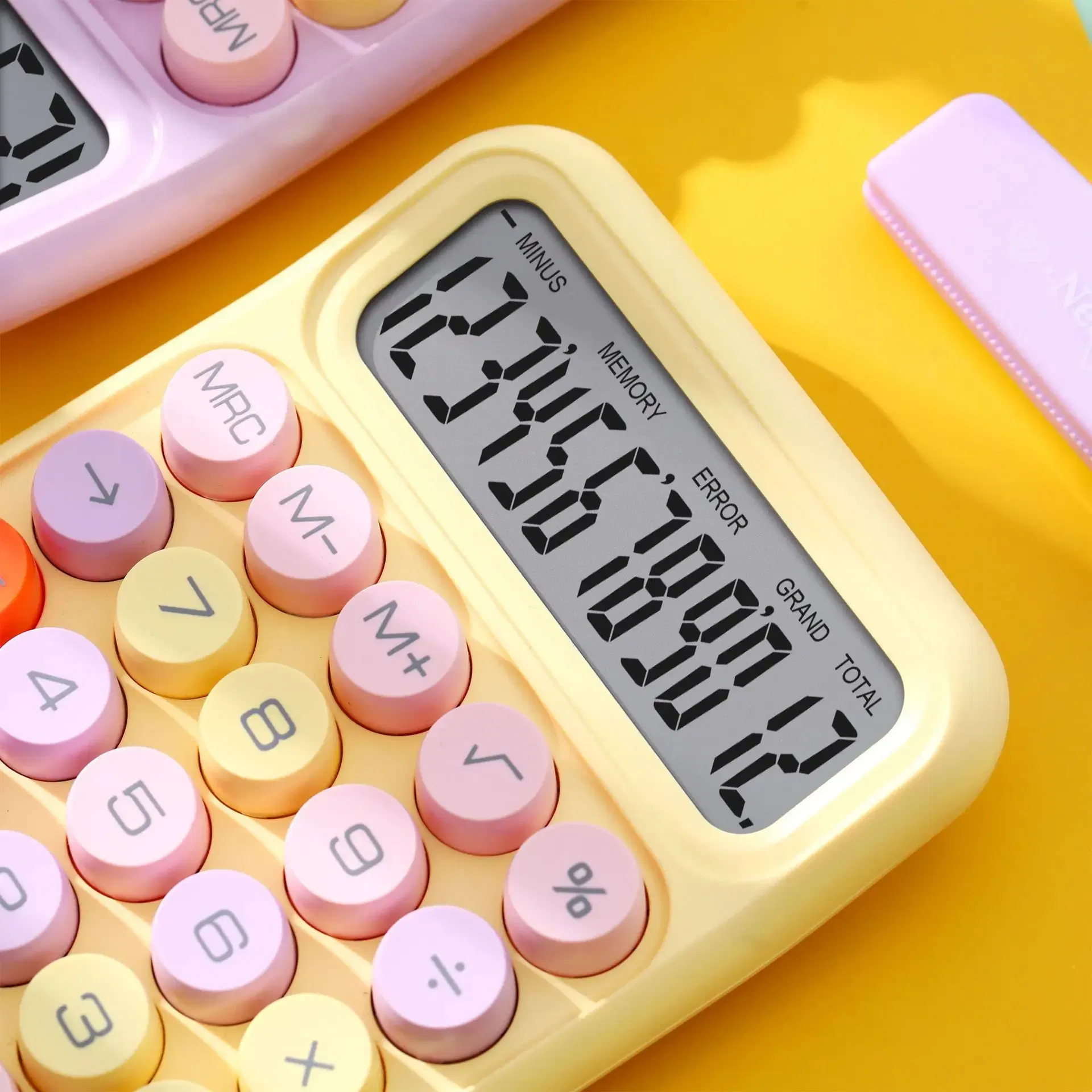 Color: Yellow - Ins Dopamine Candy Color Calculators Large Display Mechanical Dot Keyboard Back To School Supplies Students/Finance Stationery