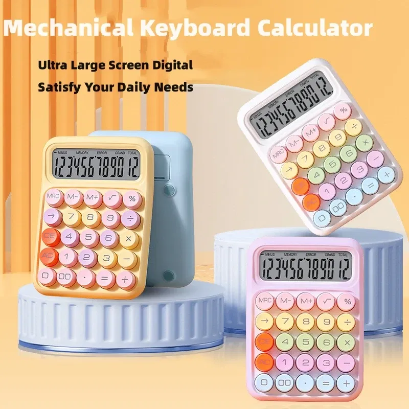 Color: Yellow - Ins Dopamine Candy Color Calculators Large Display Mechanical Dot Keyboard Back To School Supplies Students/Finance Stationery