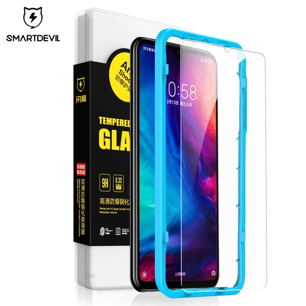 Color: Lucent, Material: Glass + PET - SmartDevil Tempered Glass For Redmi Note 9 8 Pro 7 Pro Screen Protector For Redmi 9T 10X 2.5D Curved Anti Blue Light 2 PCS