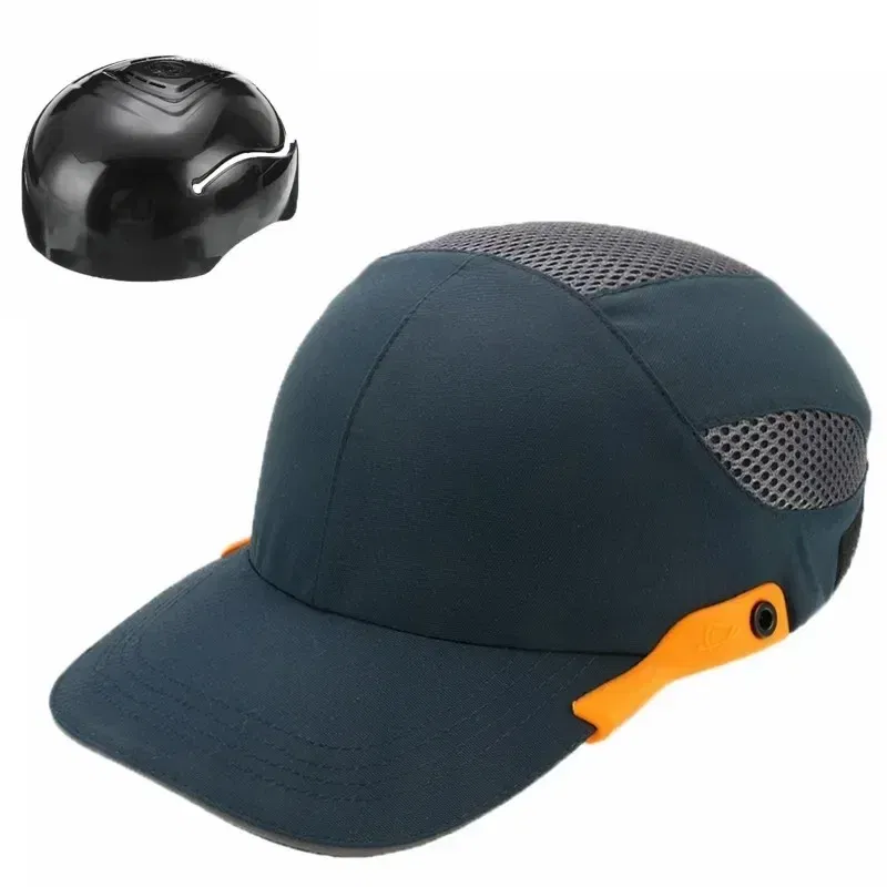Color: Gold - Safety Bump Cap with Reflective Stripes Lightweight and Breathable Hard Hat Head Helmet Workplace Construction Site Hat Black