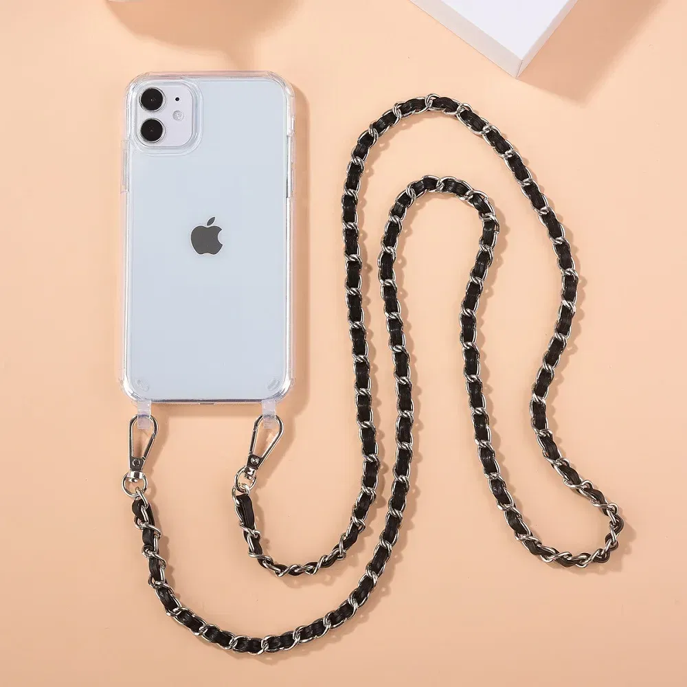 Color: Dark Brown, Bundle: Case & Strap, Material: tpu - Crossbody Lanyard Necklace Pearl Bracelet Phone Case with Chain for Iphone 13 12 14 Pro Max 15 X XS 6S 7 8 Plus Cover with Strap