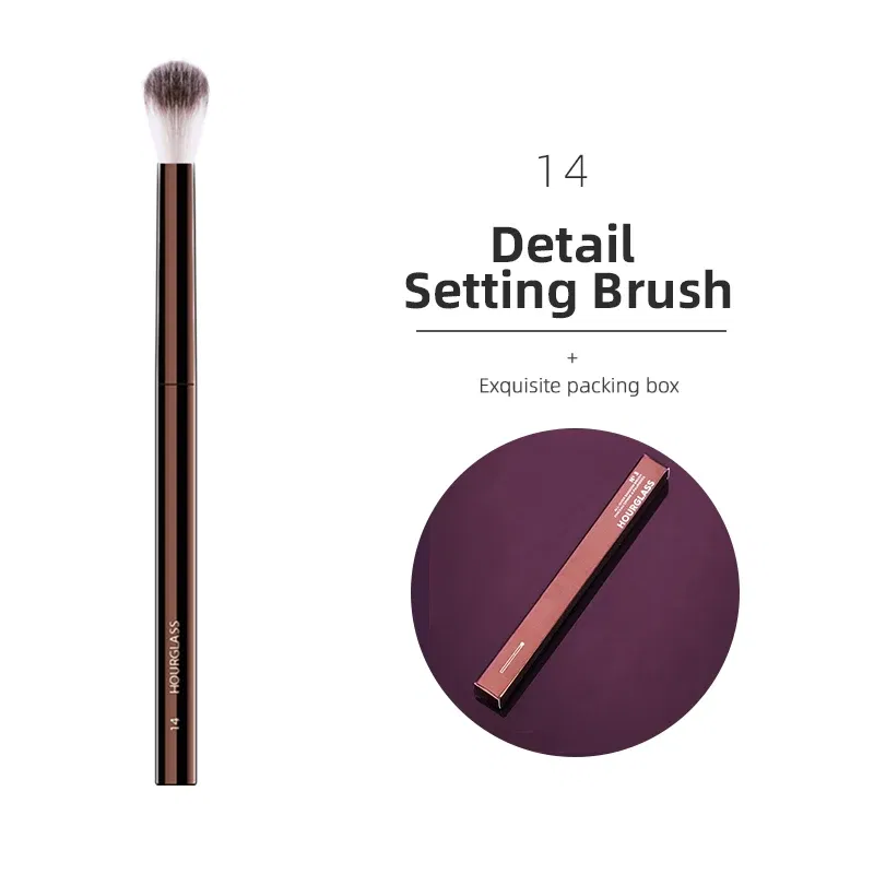 Handle Color: Burgundy - Hourglass Makeup Brushes Powder Foundation Concealer Blusher Bronzer Eye Shadow Eyebrow Eyeliner Sculpting Brush