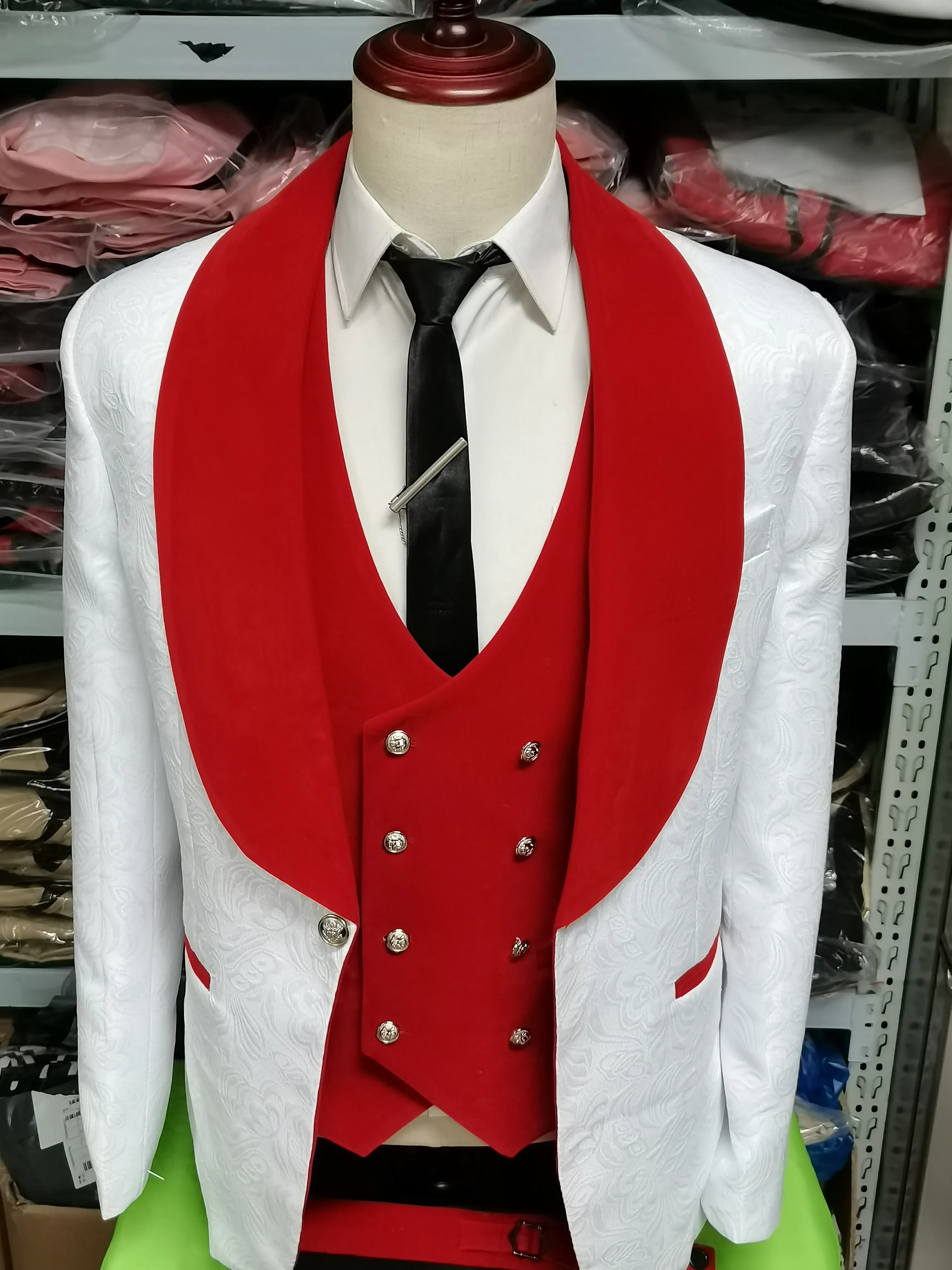 Color: Green, Size: XXXL - Floral Jacket Men Suit Slim Fit Wedding Tuxedo Navy Blue Velvet Lapel Groom Party Suits Costume Homme Best Man Blazer