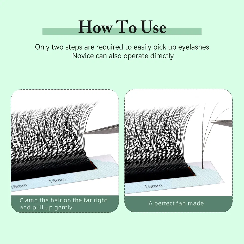 Curl: CC, Thickness: 0.07mm, Length: 13mm - Yelix Smaller Opening 3D Lashes Narrow 3D W Shape Eyelash Extension Premade Volume Fan Lashes Natural Soft Eyelash