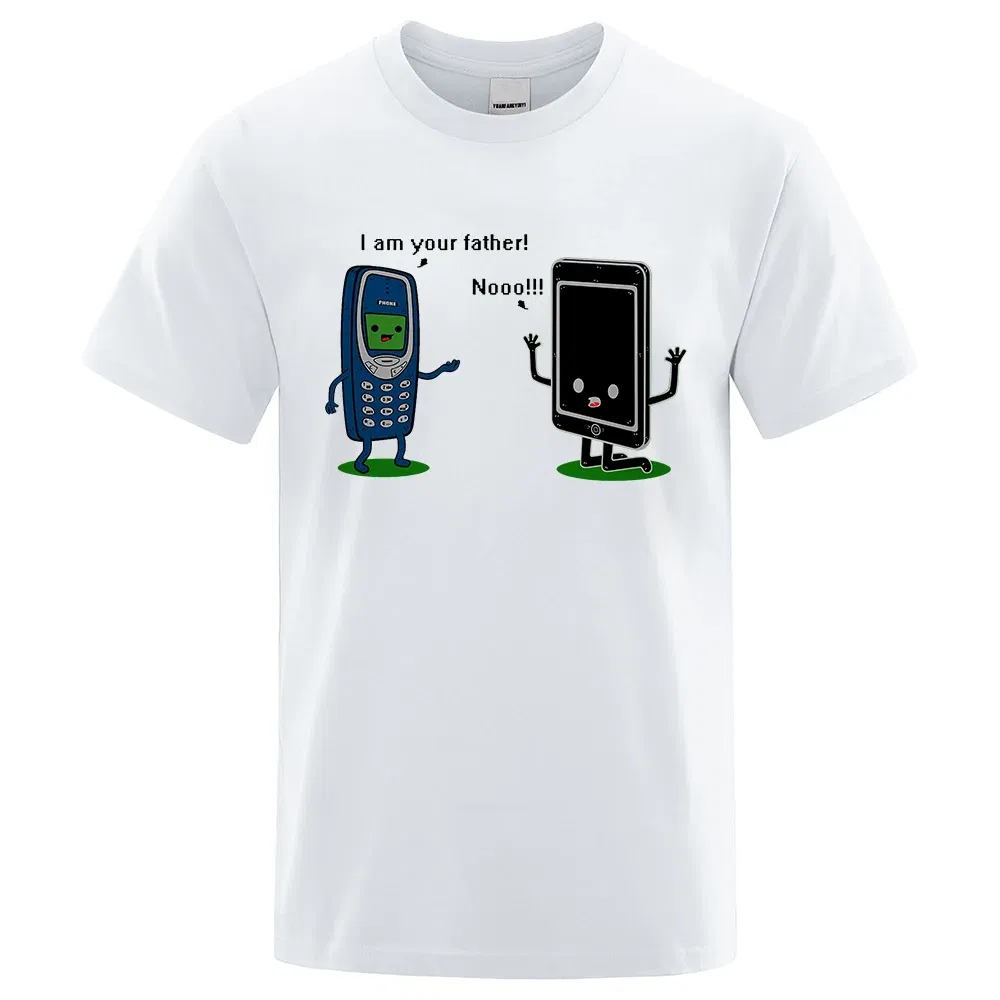 Color: army green, Size: S - I'm your father Funny phone T-Shirts Men Women Casual Short Sleeve Crewneck Breathable Tops Cotton Summer Hip Hop Tee Clothing