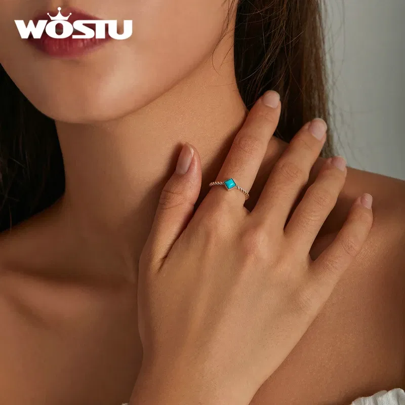 Gem Color: silver, Ships From: CHINA - WOSTU Real 925 Sterling Silver Open Ring Finger Adjustable Size Wedding Rings For Women Engagement Fashion Silver Jewelry Gift
