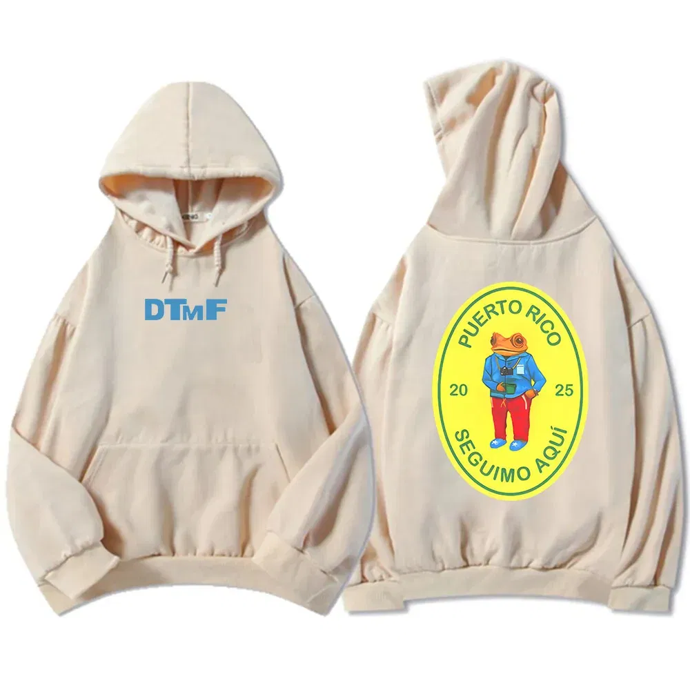 Color: Khaki, Size: XXXL - DTMF Deb?­ Tirar Más Fotos 2025 New Album Hoodies Bad Bunny Singer Printing Sweatshirts Men Women Clothing Sudaderas Hombre Male