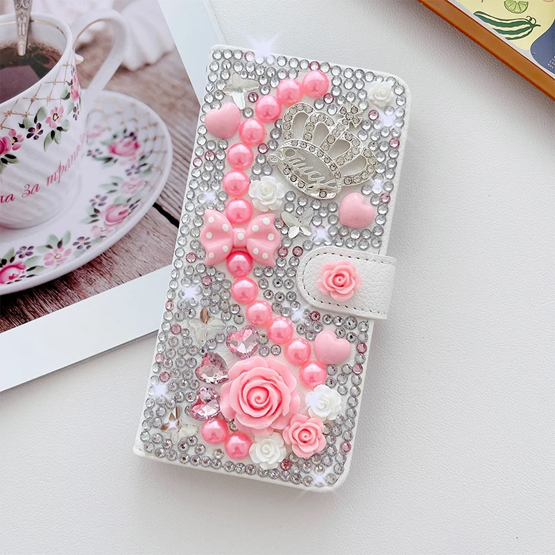 Color: WHITE, Material: Other - Wallet Glitter Case For Samsung Galaxy S24 FE S23 Ultra S22 Plus S21 S20 A13 A14 A15 A16 A53 A54 A55 A34 Flip Luxury Leather