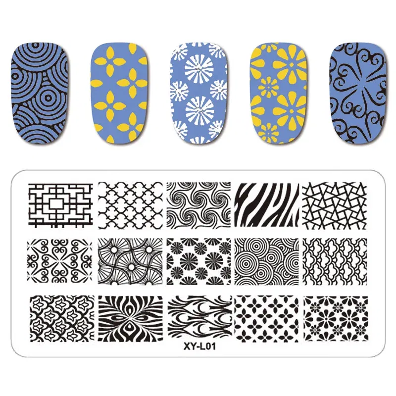 Color: Lavender - Kimcci Nail Stamping Plates Flamingo Nail Template Mandala Maple Leaf Stamp Nail Art Stamp Image Template Manicure Stencil Tools