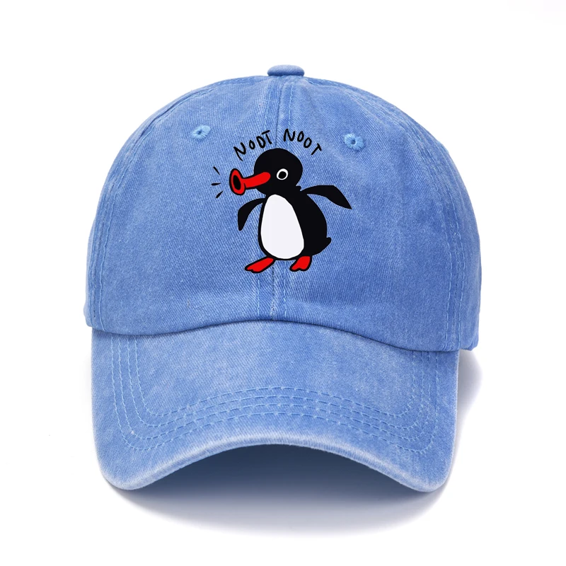 Color: WHITE, Size: Adjustable - Noot Baseball Cap Men Hats Women Visor Protection Snapback Pingu Pinga Penguin TV Caps