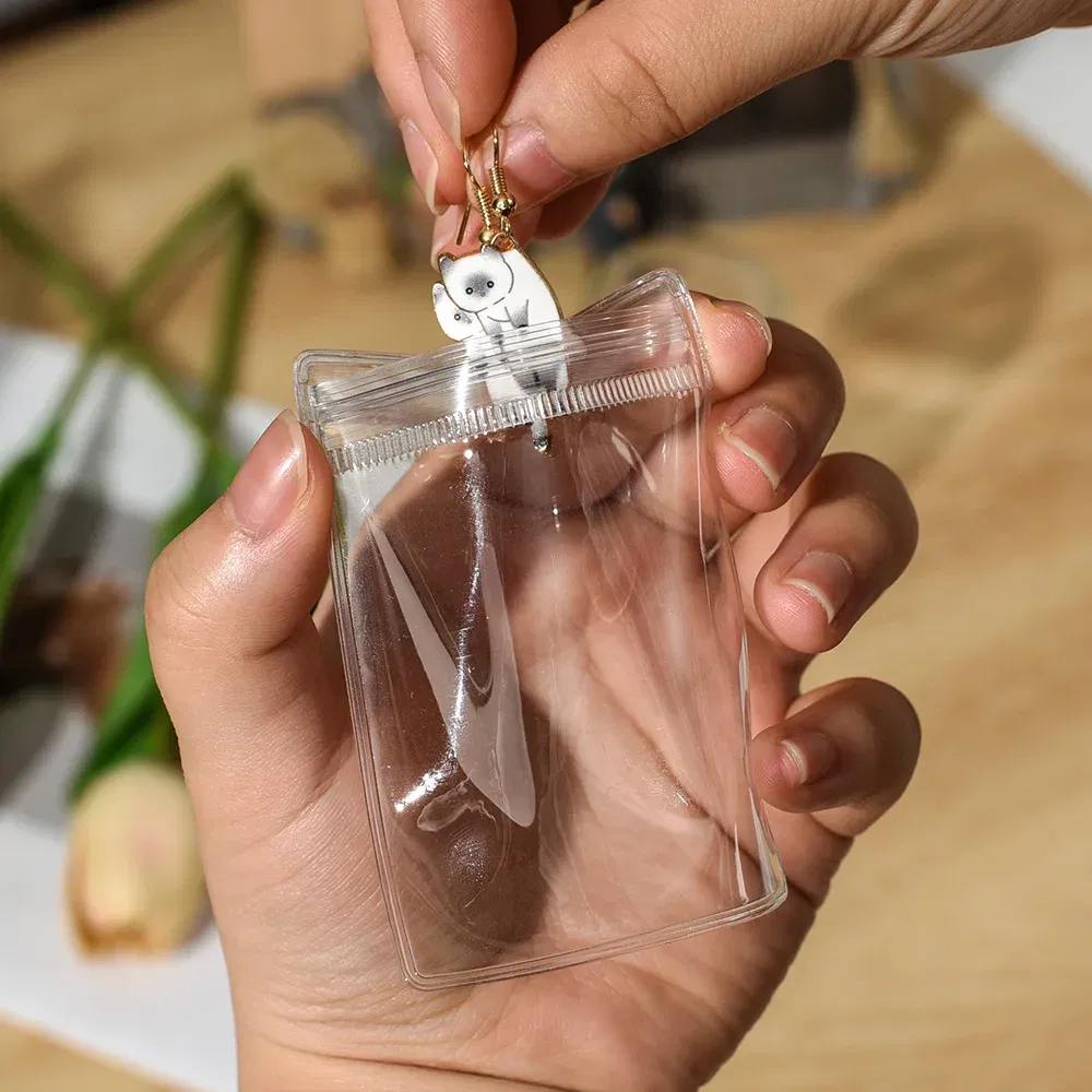 Size: M, Color: green - 100/10Pcs PVC Jewelry Package Bags Thicken Self Sealing Pouches Anti-Oxidation  Earring Necklace Clear Organizer Bag Reusable