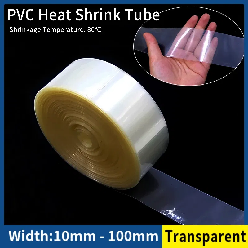 Color: Clear, Length: 153m, Inside Diameter: 8mm - 1/5/20M 18650 Battery PVC Heat Shrink Tube Pack 10mm~ 100mm Insulated Film Wrap Lithium Case Protection Cable Sleeve Transparent