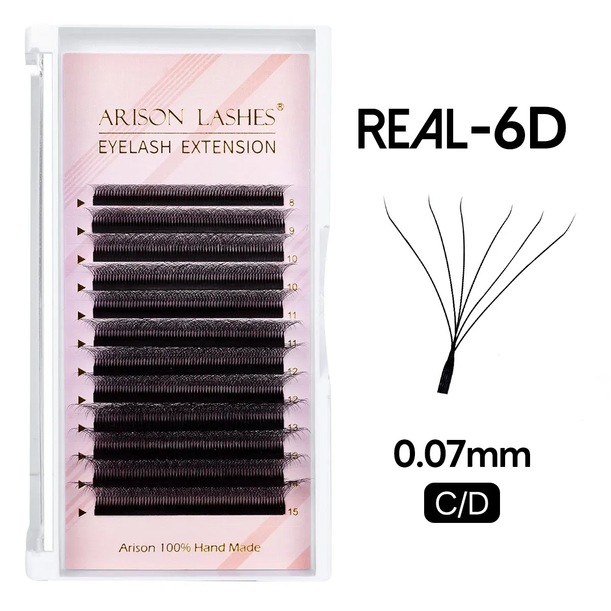 Color: Black & Silver, Curl: D, Thickness: 0.07mm, Length: 12mm - ARISON LASHES W Shape 3/4/5/6D Eyelashes Extension Premade Volume Fans YY-shape Lashes Faux Mink Soft Easy Faning Natural Lashes