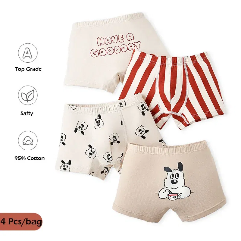 Color: SKY BLUE, Kid Size: 4T - Kids Boys Underwear Spring Newest Baby Underpants Children 4pcs Cotton Briefs Boys Boxer Shorts Baby Underwear