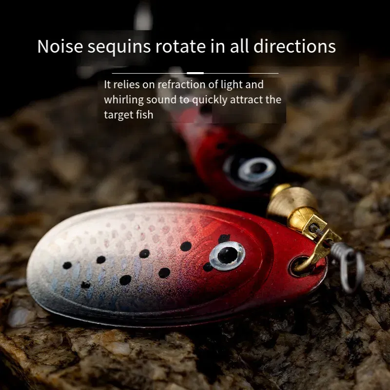 Color: Black & White Lable - Rotating Metal Spinner Fishing Lures 9.1g 7cm Sequins Iscas Artificial Hard Baits Crap Bass Pike Treble Hook Tackle Accessories