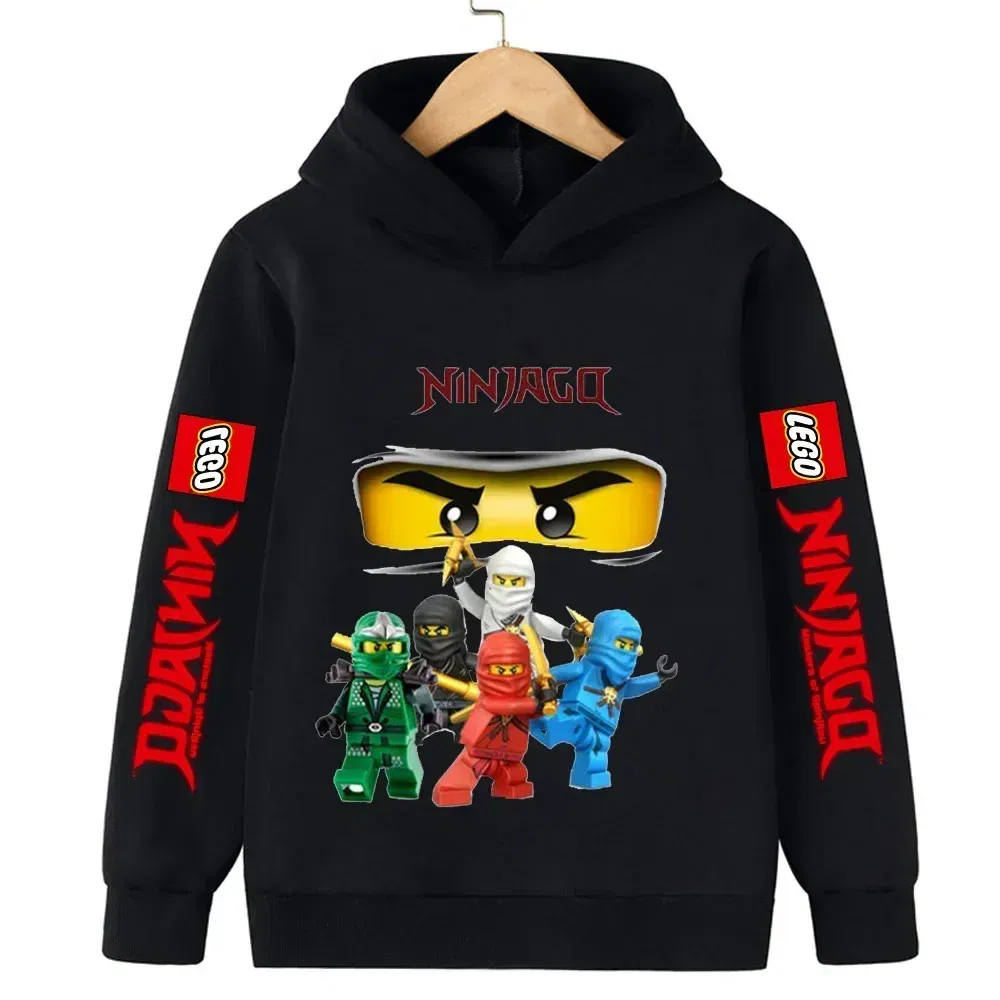 Color: MULTI, Kid Size: 24M - Lego Phantom Ninja Cartoon Children's Hooded Hoodies Casual Sports Sweatshirt 3-13 Year Old Boy Kid Baby Girls Clothes Pullover