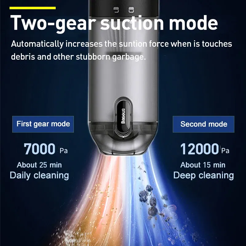 Color: green - Baseus Car Vacuum Cleaner with 12000Pa Powerful Suction Rechargeable Wireless Cleaner Handheld Airflow Pump For Car Home Office
