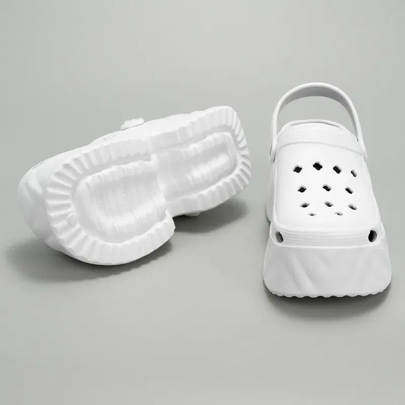 Color: Blue, Shoe Size: 3.5 - New summer outside wear thick bottom 9cm height increase EVA Baotou soft bottom non-slip women's breathable slippers cave shoes