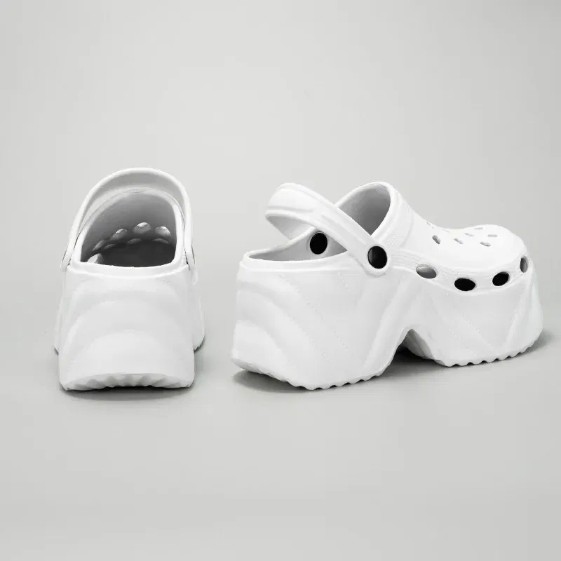 Color: Blue, Shoe Size: 3.5 - New summer outside wear thick bottom 9cm height increase EVA Baotou soft bottom non-slip women's breathable slippers cave shoes