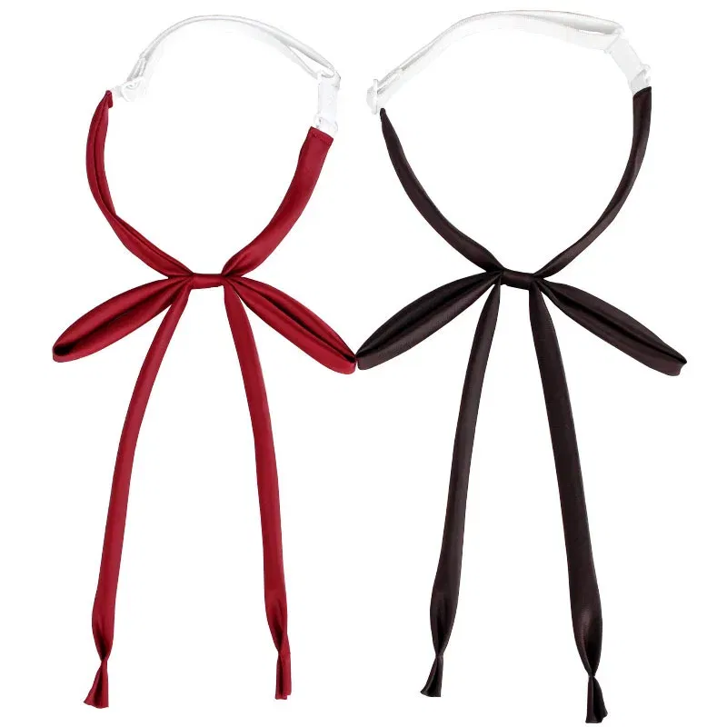 Color: pink - JK Style Uniform Collar Bowties Female Student College Shirt Neck Ties Solid Color Red Black Bowknot Elegant Daily Neckwear Gift