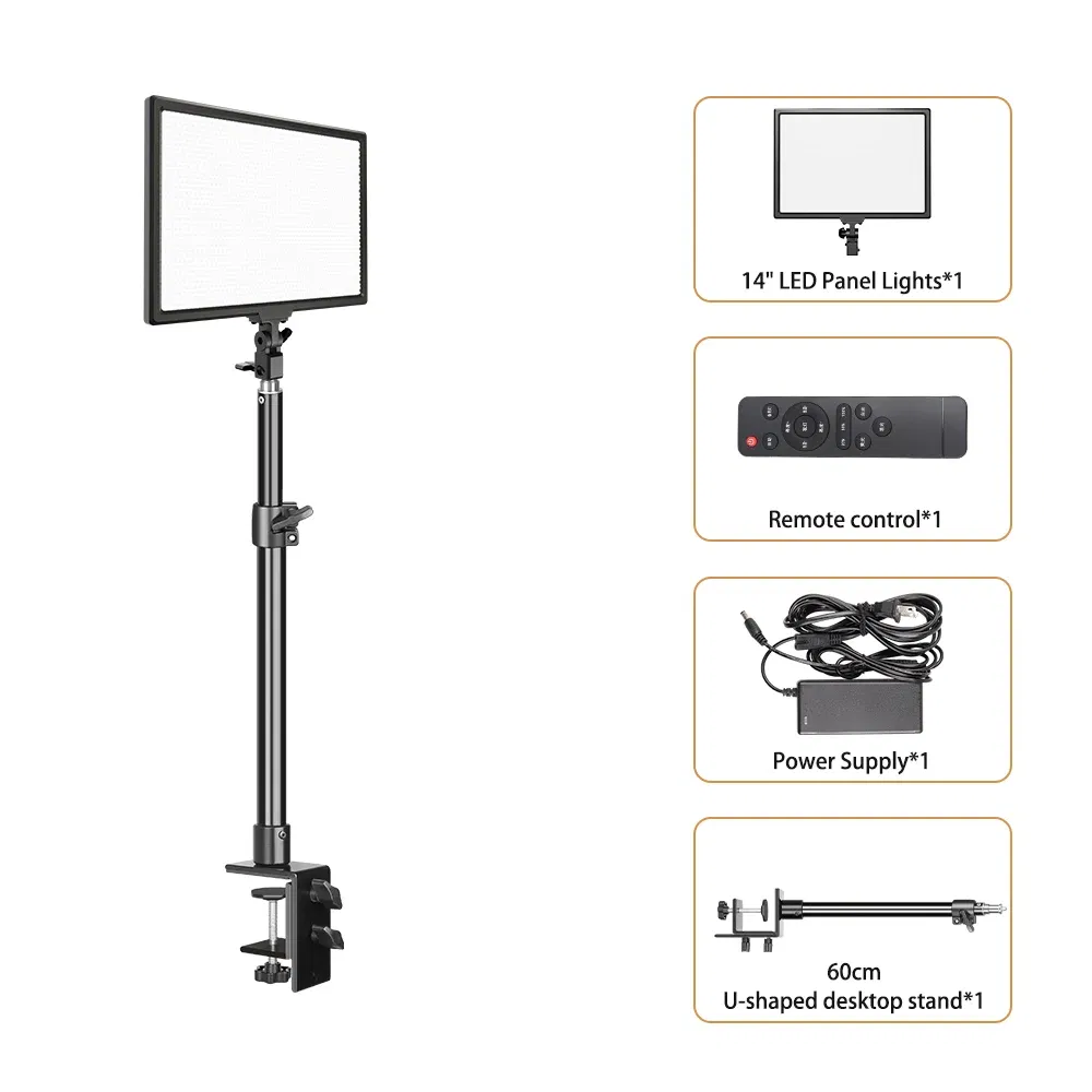 Color: BROWN, Ships From: CHINA - 14'' LED Video Light Photography Selfie Dimmable Panel Lighting Photo Studio Live Stream Fill Lamp Three Color With Tripod Stand