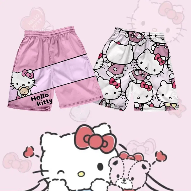 Color: Beige, Kid Size: 4T - Hello Kitty Summer Boy Girls Loose Shorts Versatile Trendy Slimmer Look Ins Casual Cropped Pants