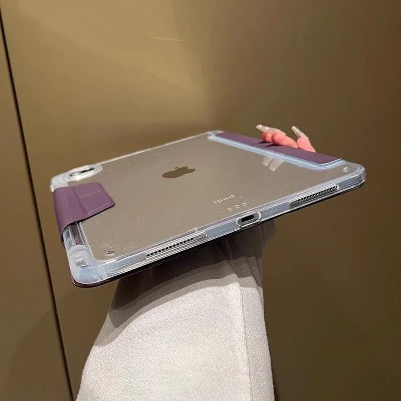 Color: GRAY, Size: FOURTEEN - Case Magnetic for iPad Air 11 Cover iPad Air 4 5 10th 10.9 9.7 7th 8th 9th Gen 10.2 3 pro 10.5 11 With Y-Shaped Fold Clasp Funda