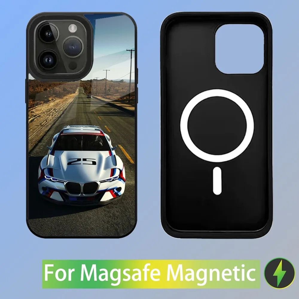 Color: GRAY, Material: Nylon - Cool Sport Car B-BMW Phone Case For iPhone 16,15,14,13,12,11,Plus,Pro,Max Mini Magsafe Magnetic Wireless Charging