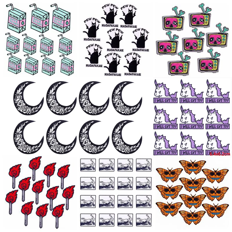 Color: Brass - Prajna 10PCS Wholesale Cartoon Animal Embroidered Patches For Clothing Thermoadhesive Patches On Clothes Letter Applique Sticker