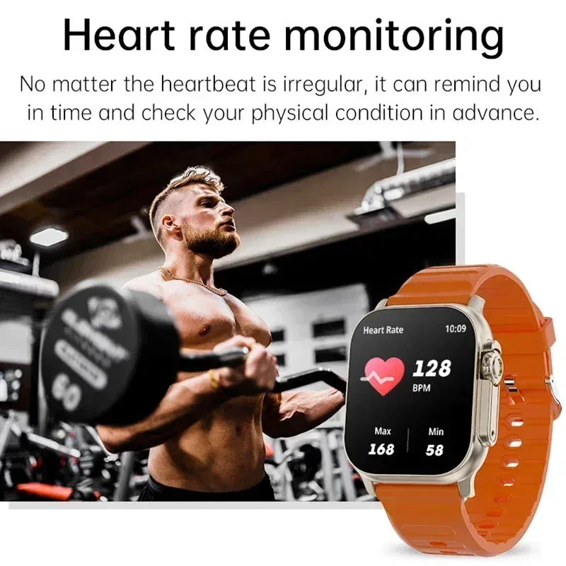 Color: Orange - New Smart Watch 9 Ultra Gen 2 Watch Ultra IWO Watch Ultra NFC Smartwatch Series 9 Bluetooth Call 2.2 Inch Wireless Fitness Watch