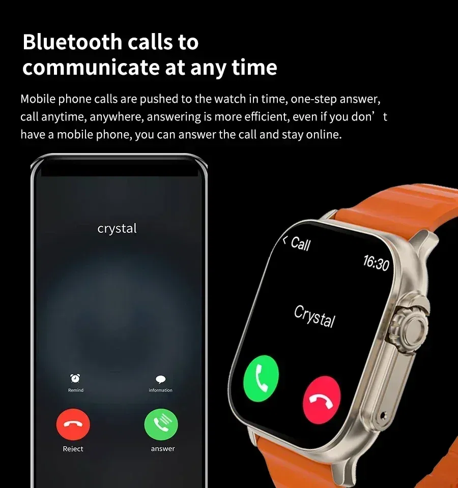 Color: Orange - New Smart Watch 9 Ultra Gen 2 Watch Ultra IWO Watch Ultra NFC Smartwatch Series 9 Bluetooth Call 2.2 Inch Wireless Fitness Watch