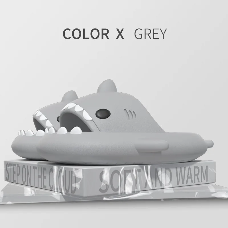 Color: Beige, Shoe Size: 35.5 - Shark Slides Women Slippers Men Flip Flops Home Couple Kids Bathroom Flat Shoes Outdoor Beach Funny Sandals Men Slippers
