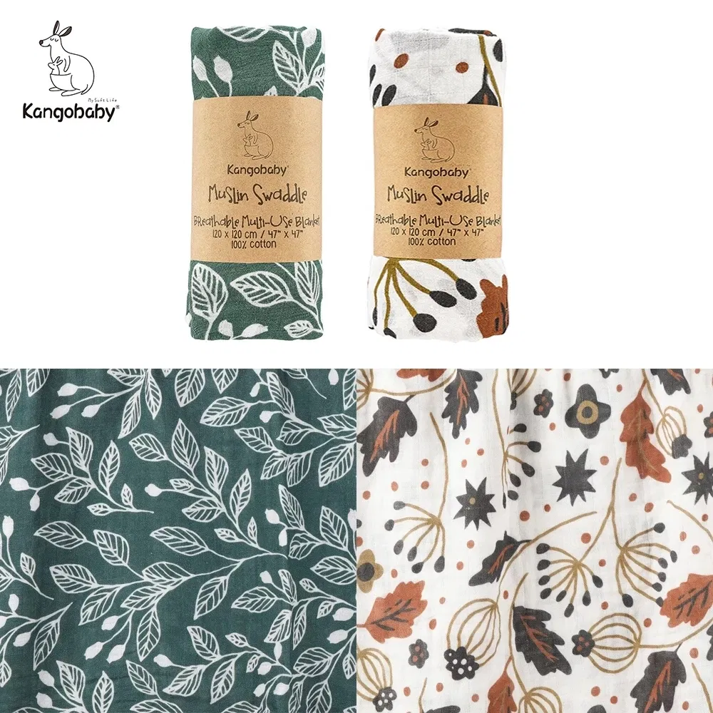 Color: Mint - Kangobaby #My Soft Life# 2 Pieces Pack Muslin 100% Cotton Baby Swaddles Newborn Blankets Black White Gauze Infant Wrap