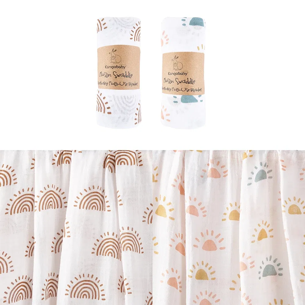 Color: Mint - Kangobaby #My Soft Life# 2 Pieces Pack Muslin 100% Cotton Baby Swaddles Newborn Blankets Black White Gauze Infant Wrap