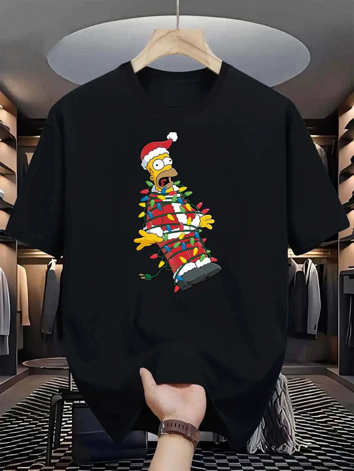 Size: S, Color: green - Disney Homer Simpson & Bart'S Christmas Men T-Shirt Print Summer Cotton Women Tee Streetwear Casual Oversize Short Sleeve O-Neck