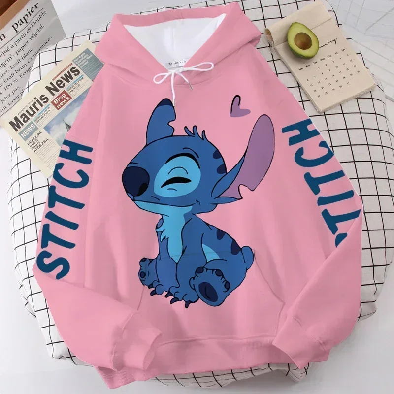 Color: Red, Size: 11T - Disney Hoodie Fashion Stitch Angel Monster Letter Cartoon Sweatshirt Pullover Cute Harajuku Unisex Women's Pocket Top