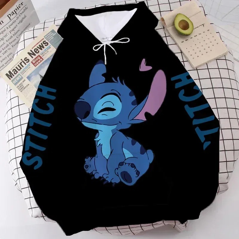 Color: Red, Size: 11T - Disney Hoodie Fashion Stitch Angel Monster Letter Cartoon Sweatshirt Pullover Cute Harajuku Unisex Women's Pocket Top