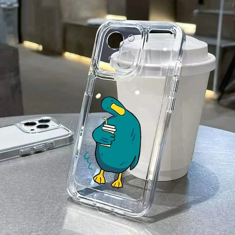 Color: Purple Pink, Compatibility by Model: iPhone 15 Pro Max - Cute Duck Phone Case For iPhone 16 15 14 13 12 11 Pro Max XS X XR 7 8 Plus Mini SE 2020 2022 Mobile Funda Transparent