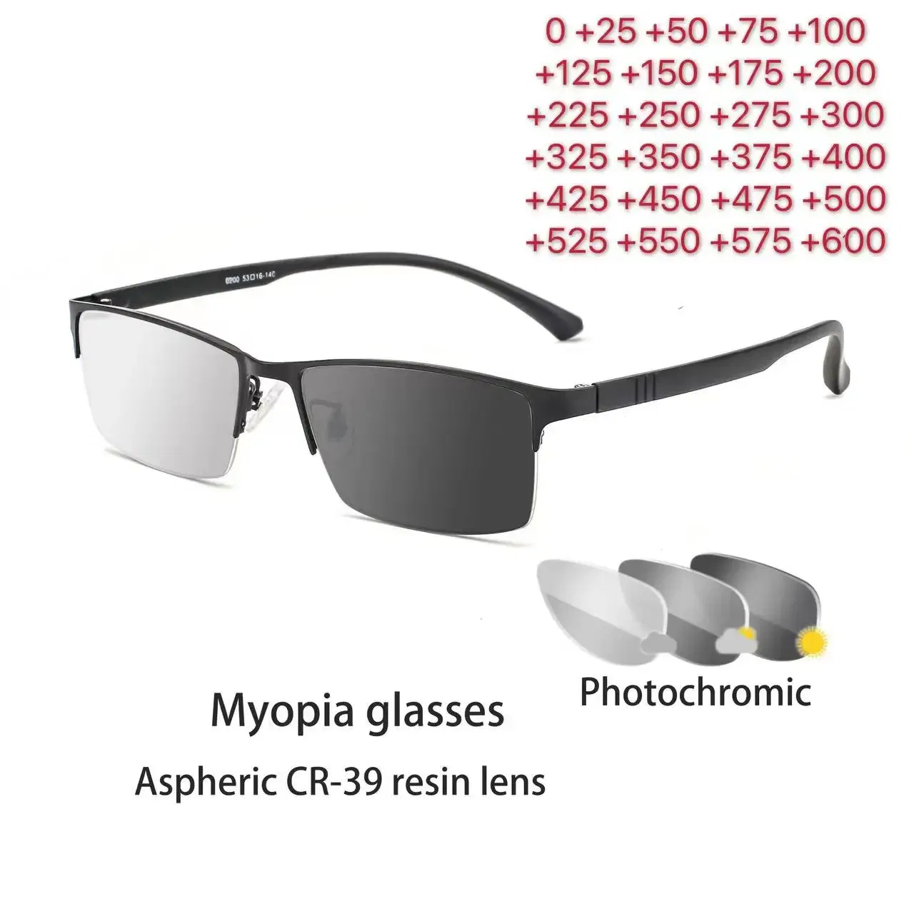 Frame Color: Yellow, Ships From: CHINA, Eye Prescription: +550 - Photochromic Sunglasses Chameleon Lens Myopia Blue Light Blocking Men's Computer Glasses Game for Sight +0.50 +0.75 +175 +2.5 +6